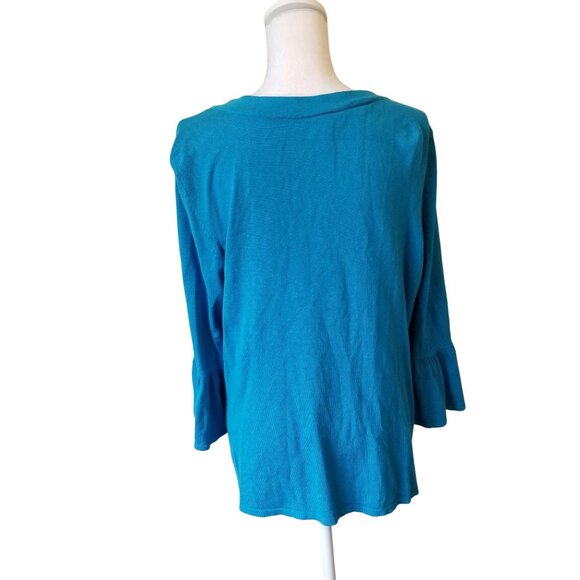 Lane Bryant Womens Blue 3/4 Sleeve Top Size 14/16 Rayon/Nylon Blend - Picture 2 of 3